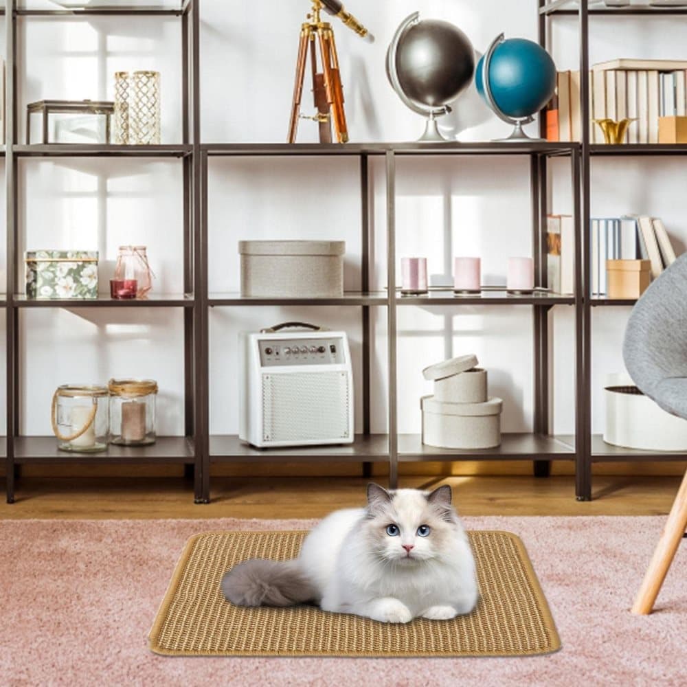 Natural Jute Cat Scratching Mat, Durable Floor Mat and Sustainable Cat Furniture, 50x80cm