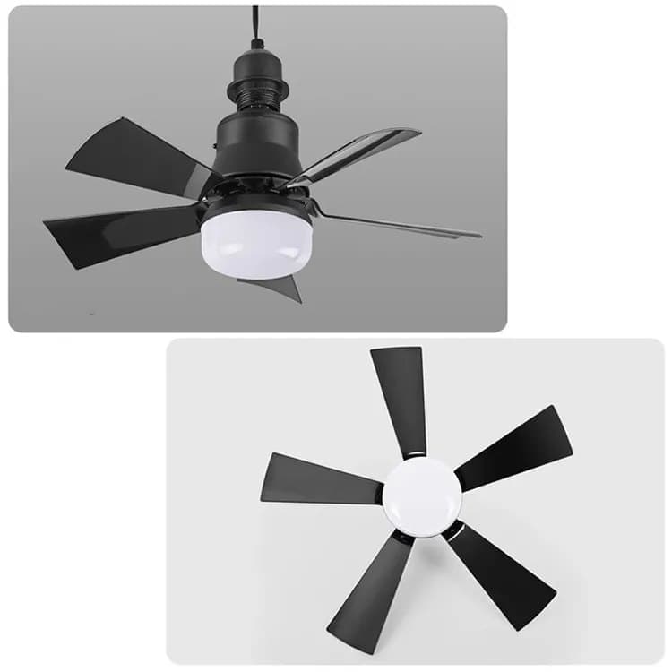 52 cm Ceiling Fan with Remote Control, 3 Speeds, LED E27, 3 Light Colors, Black