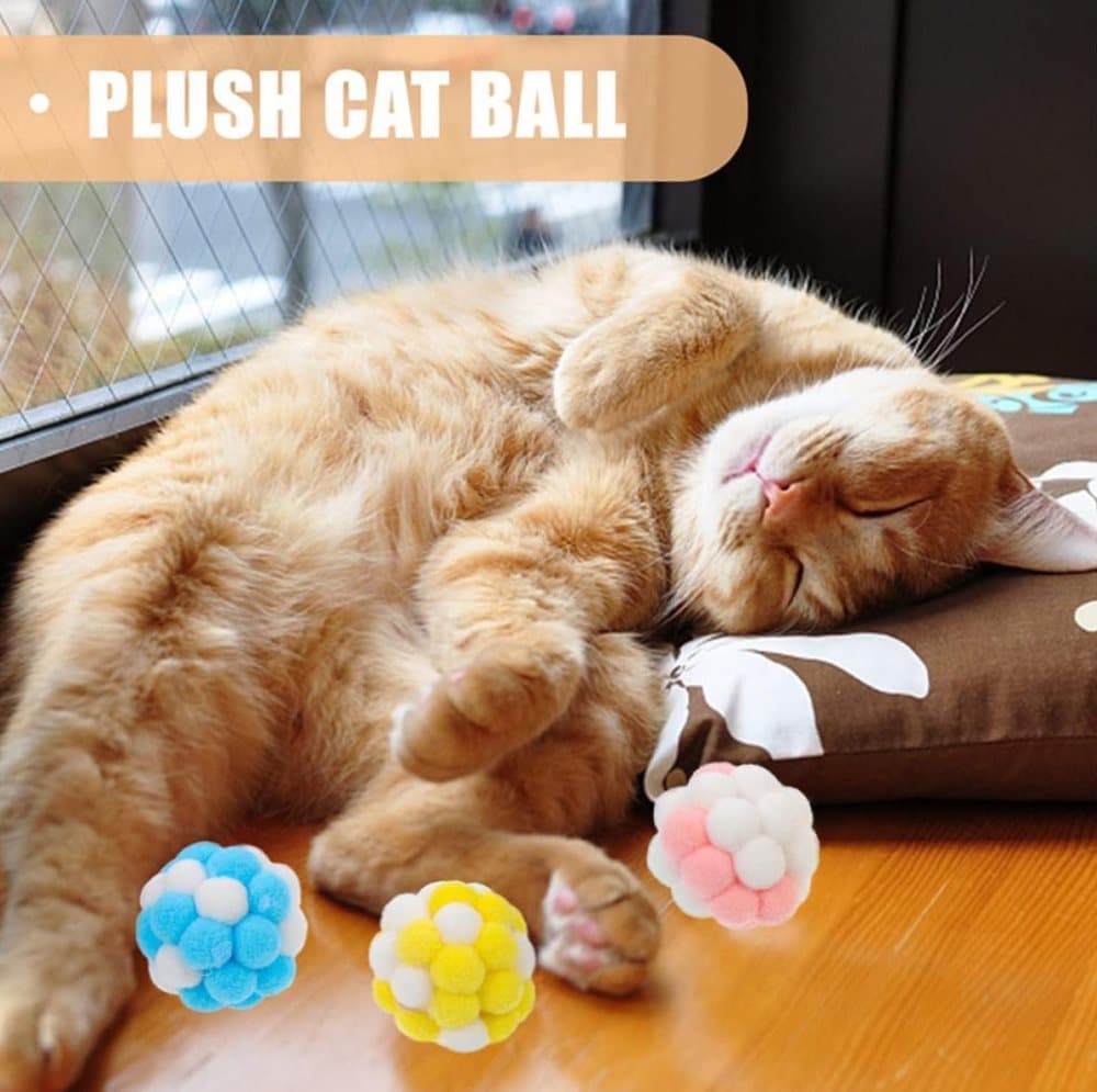 Colorful Cat Toy 7-pack with Bell for Stress Relief and Interactive Play, 7 pieces
