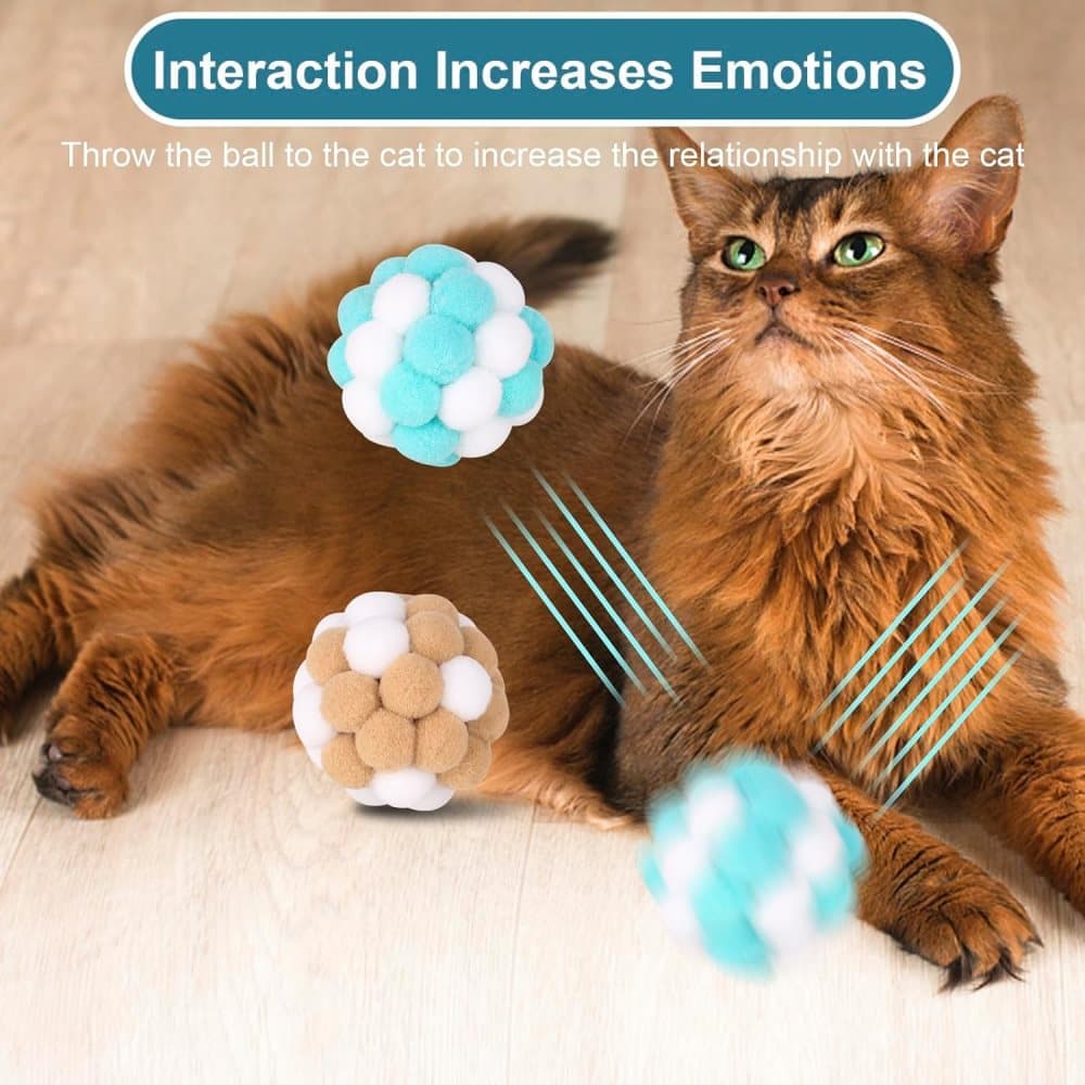 Colorful Cat Toy 7-pack with Bell for Stress Relief and Interactive Play, 7 pieces