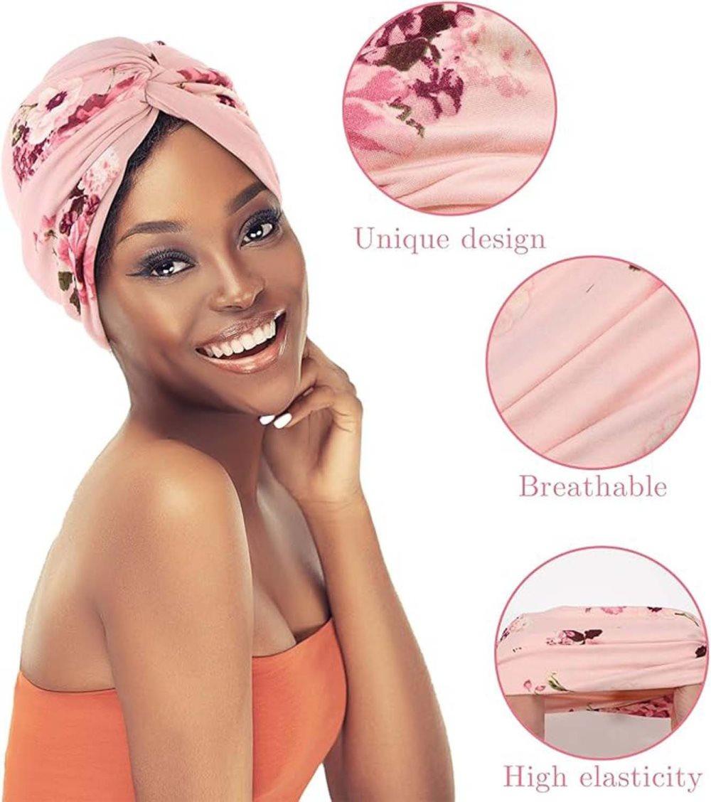 2-Pack Lightweight Breathable Elastic Sleeping Cap, Soft Cozy Night Cap, Comfortable Stretchy Sleeping Hood, One Size