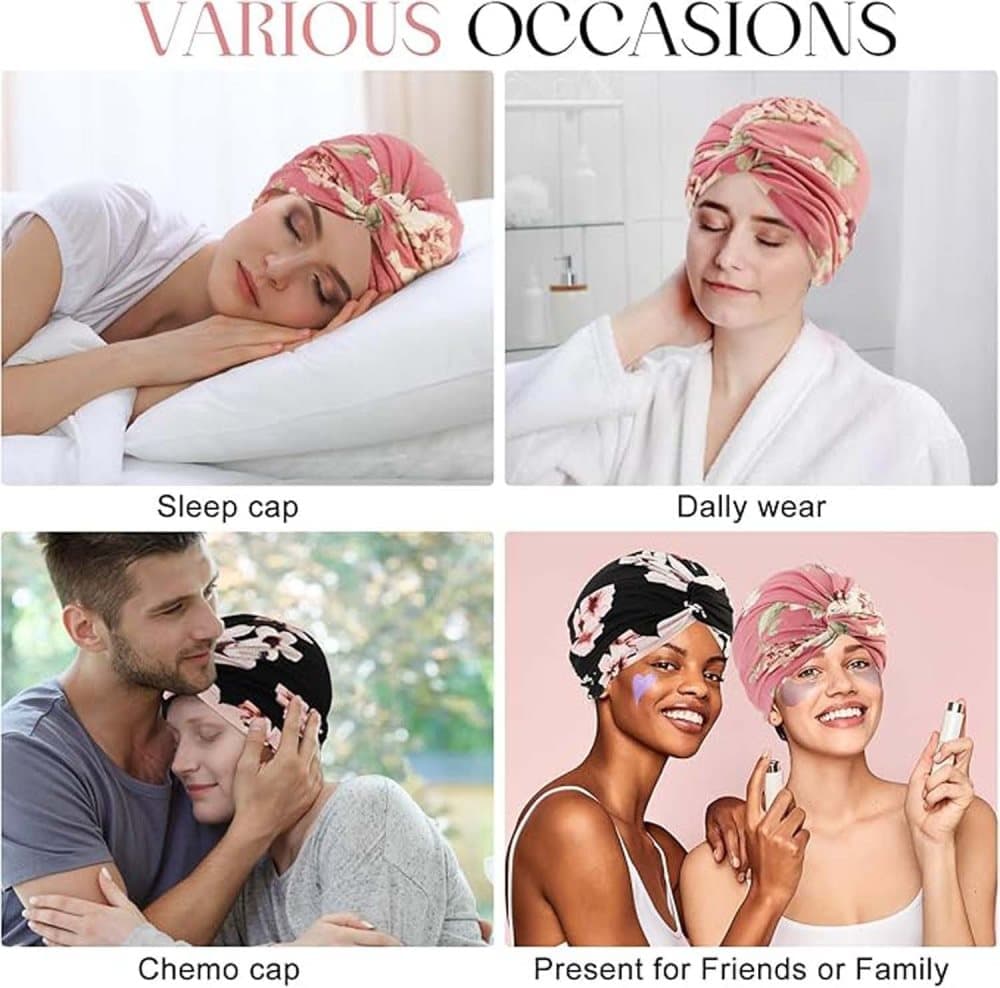 2-Pack Lightweight Breathable Elastic Sleeping Cap, Soft Cozy Night Cap, Comfortable Stretchy Sleeping Hood, One Size