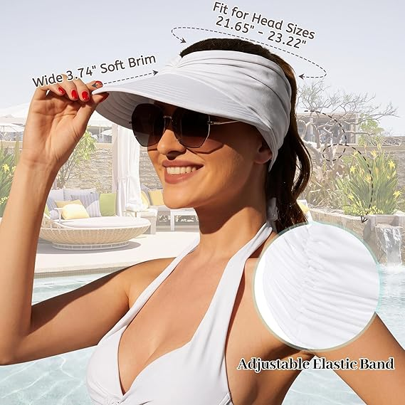 Women's UPF 50+ UV Protection Sun Visor Hat |  That Girl Aesthetic High Ponytail Wide Brim Hat | Birthday Gift for Her Beach Golf Hiking Outdoor Daily Casual WearRose Red