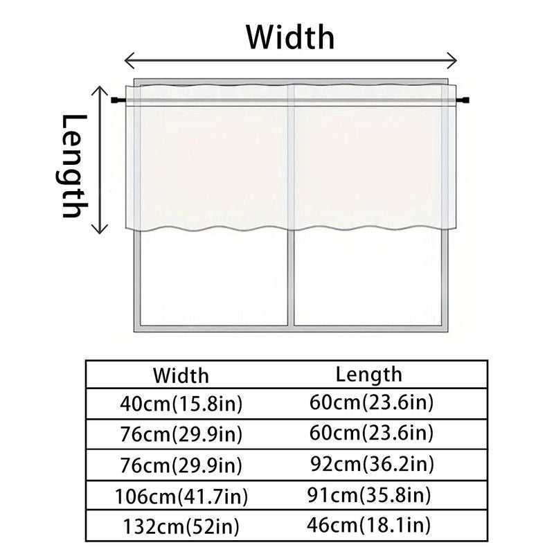 2 Pack Blackout Kitchen Curtains White, 106 x 91 cm