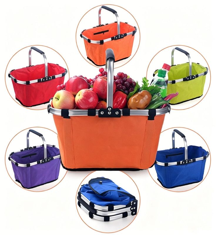 Foldable Picnic Basket Aluminum Frame Waterproof 600D Oxford Purple