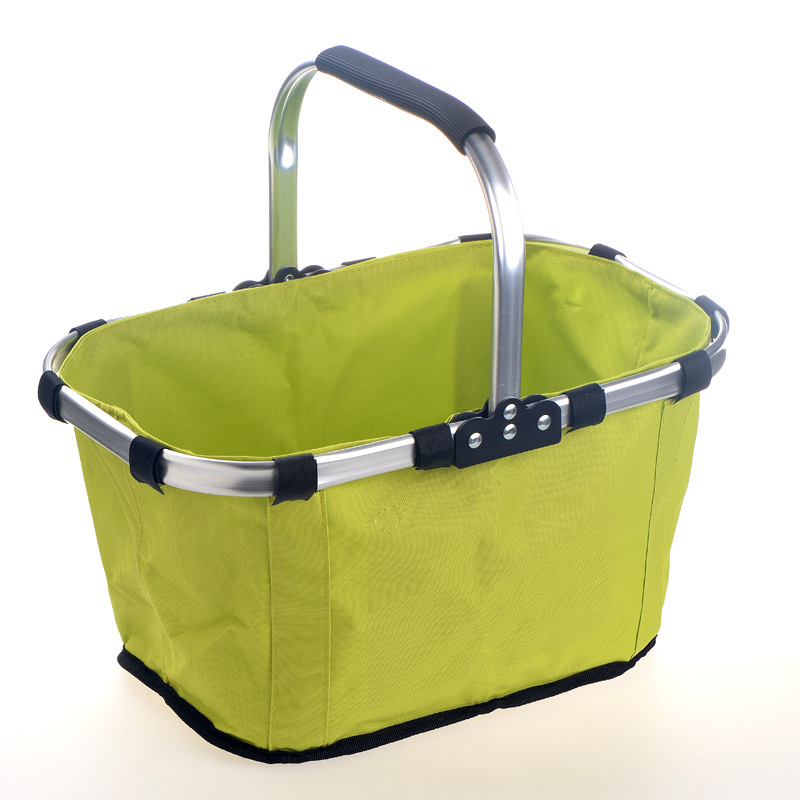 Foldable Picnic Basket Aluminum Frame Waterproof 600D Oxford Green