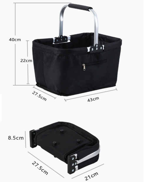 26L Foldable Waterproof Oxford Shopping Basket with Aluminum Handle