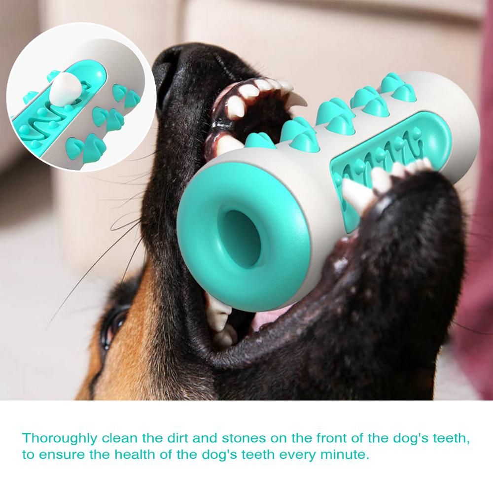 Tough Dog Chew Toy for Aggressive Chewers, Rubber Squeaky Toothbrush Toy, Green
