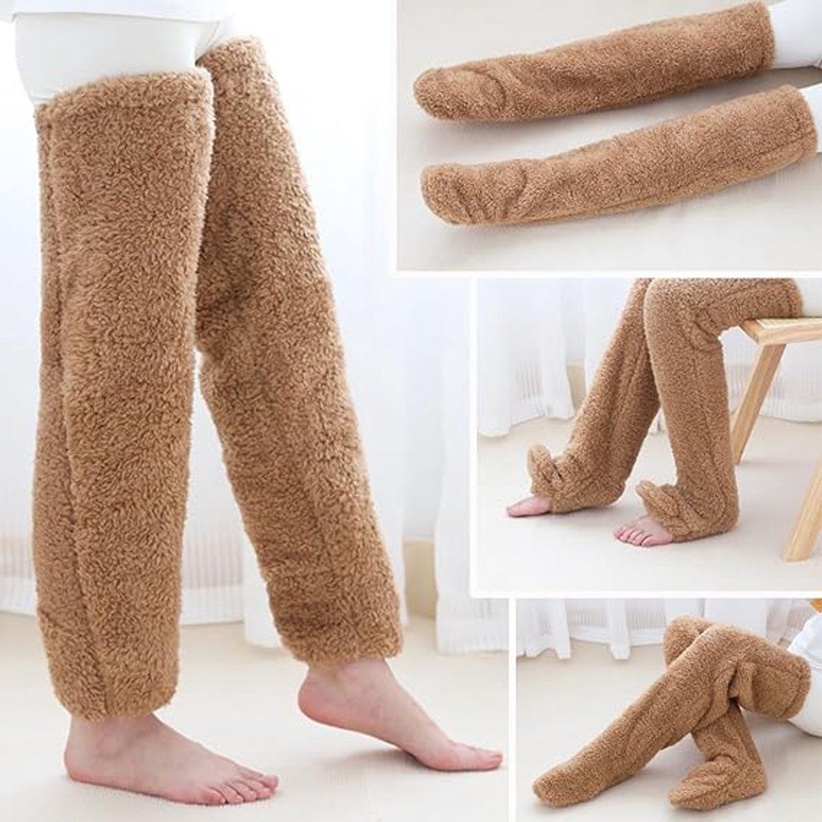 Womens Fleece Over the Knee Socks Warm Winter Leg Warmers