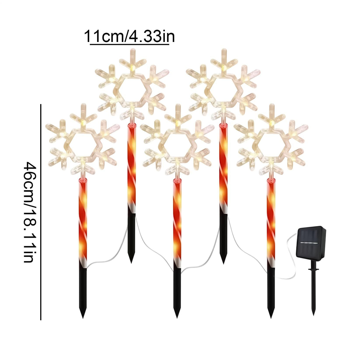 5-Piece Solar Snowflake Garden Lights Waterproof LED for Christmas and Winter Decoration