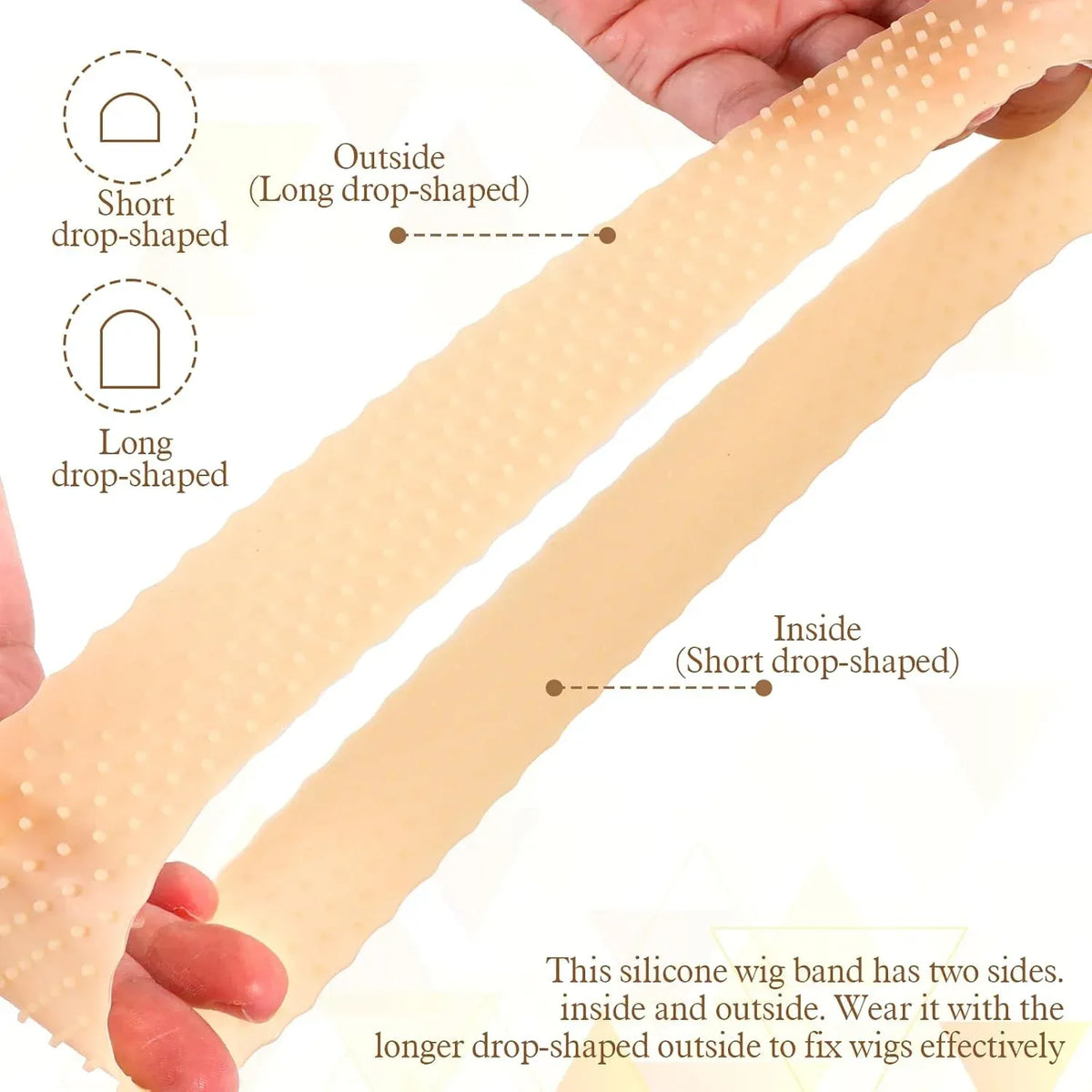2 Pack Silicone Wig Grip Bands, No Slip Double Sided Elastic Wig Headbands, Skin Color Medium