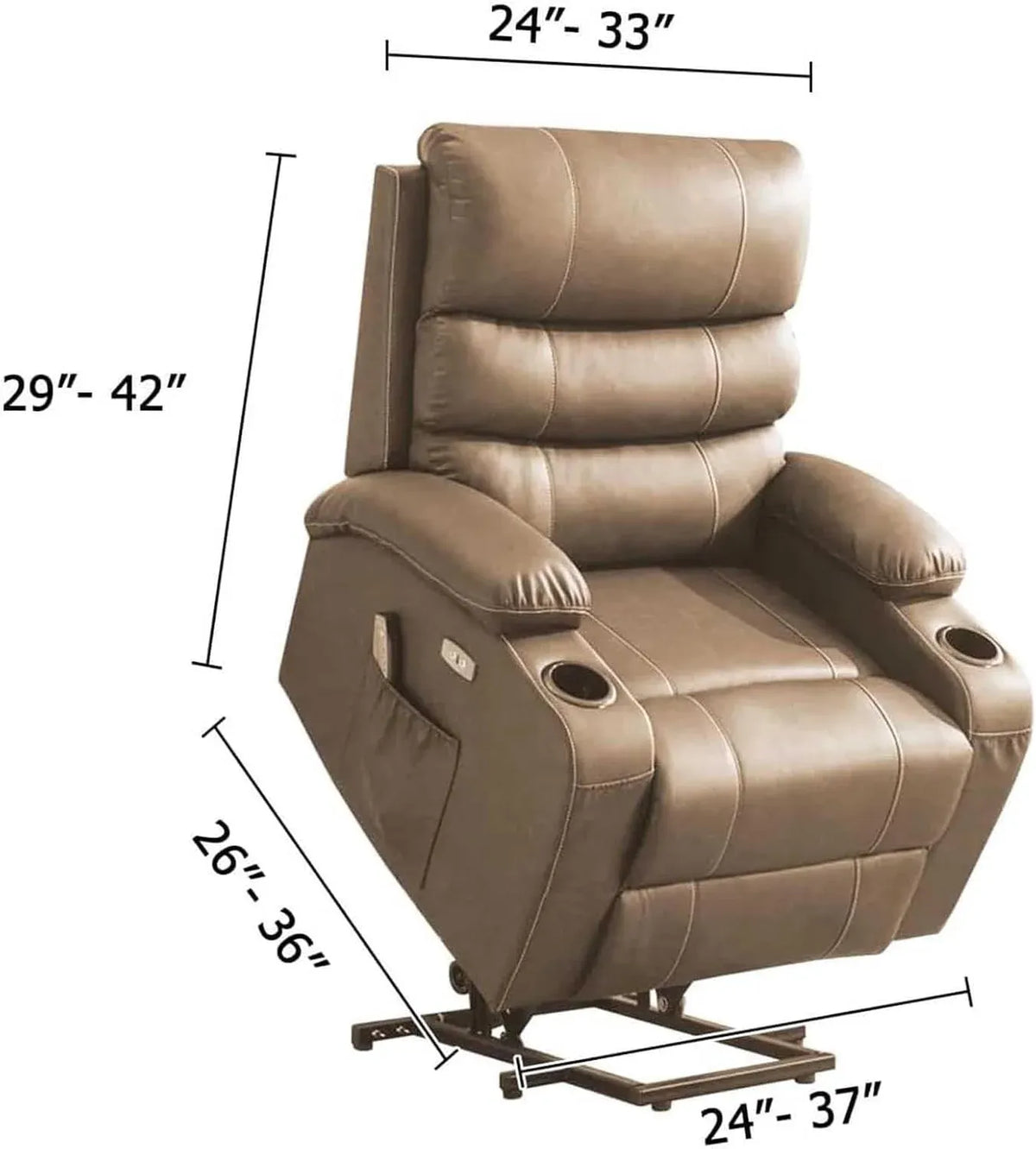 Power Lift Recliner Chair Cover, Stretch Jacquard Fitted Slipcover with Side Pocket, Cream