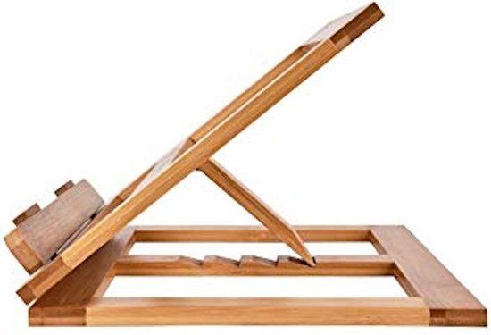 Adjustable Folding Bamboo Book Stand for Cookbooks, Tablets and Reading