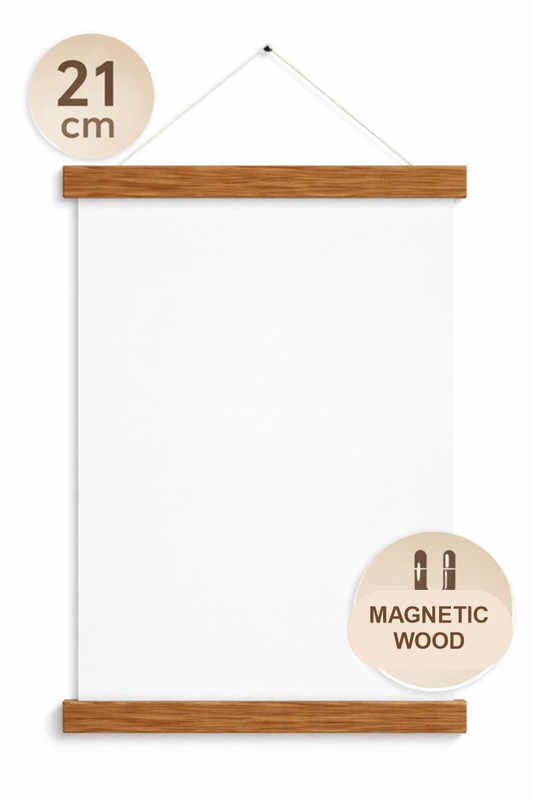 21 cm Teak Wood Magnetic Poster Hanger for A4 Portrait and A5 Landscape Prints