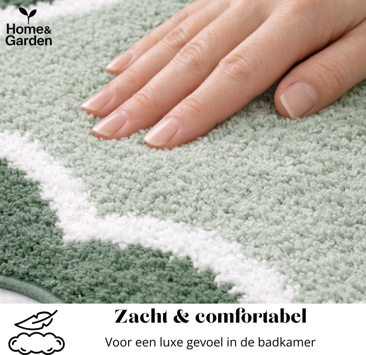 Green Plush Bath Mat with Non-Slip TPR Backing, Soft Absorbent Quick-Dry Bathroom Rug, 80 x 50 cm
