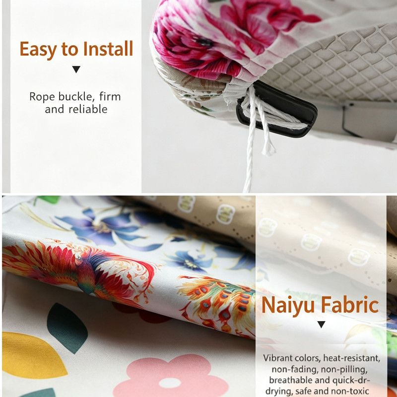 Ironing Board Cover with Heat Resistant Cotton Pad, Non-Fade Thick Replacement Fabric Cover, Elastic Drawstring, Fit 90×30cm Ironing Board, Breathable Heat-Proof Iron Table Cloth Brown and blue check