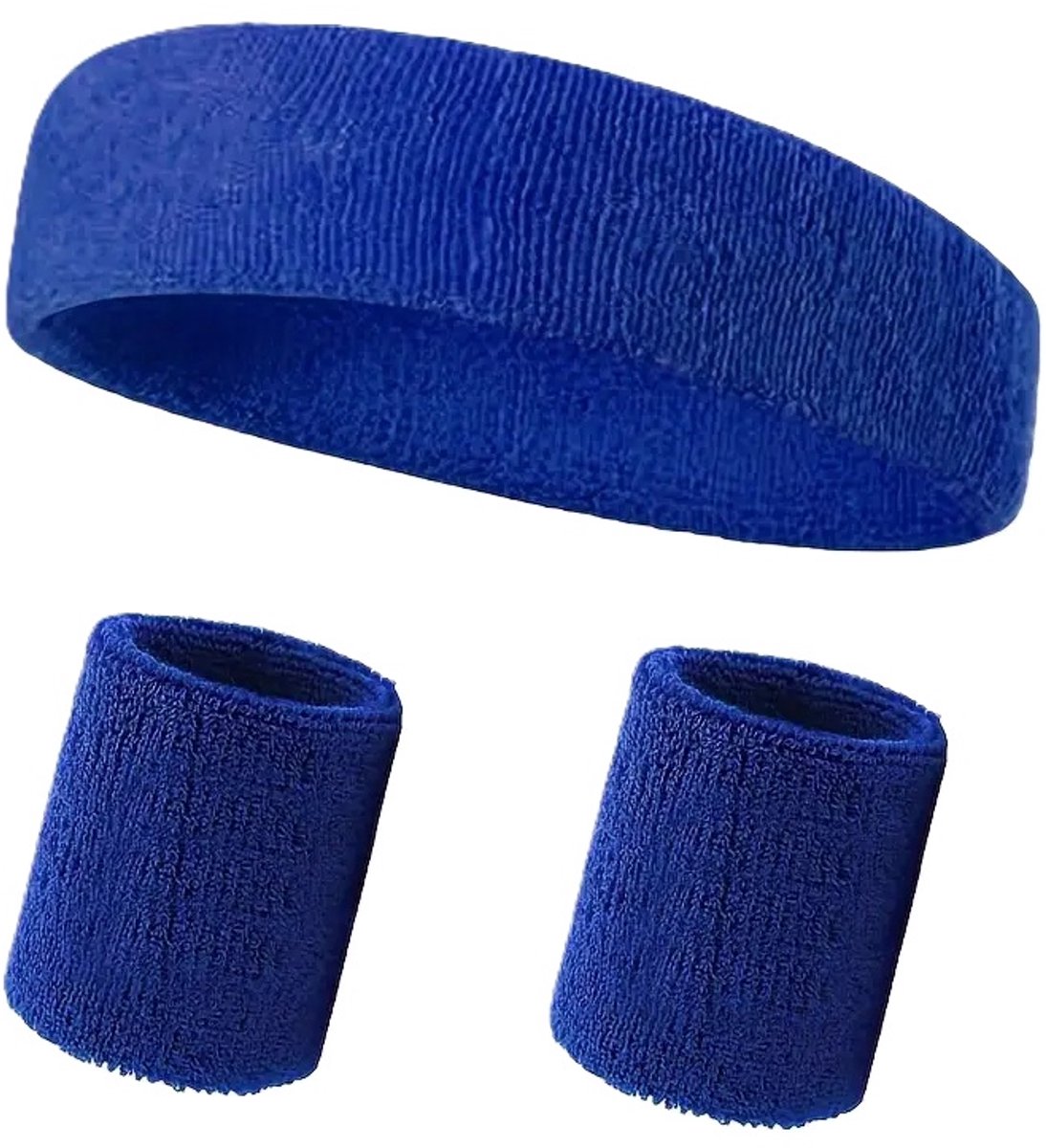Set of Headband and 2x Wristbands | Sweatband | Sweatbands 6x8 CM | Head and Wrist | Sports Bands | Dark Blue