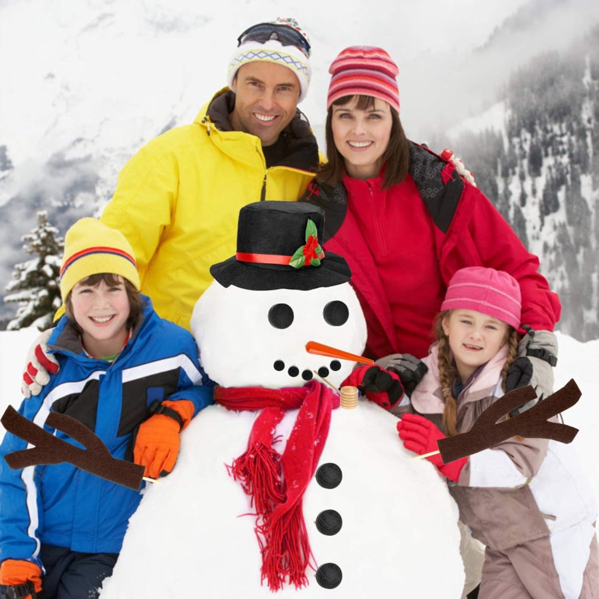 16-Piece Snowman Decoration Set - Christmas Winter Party - Reusable - Non-woven Velour