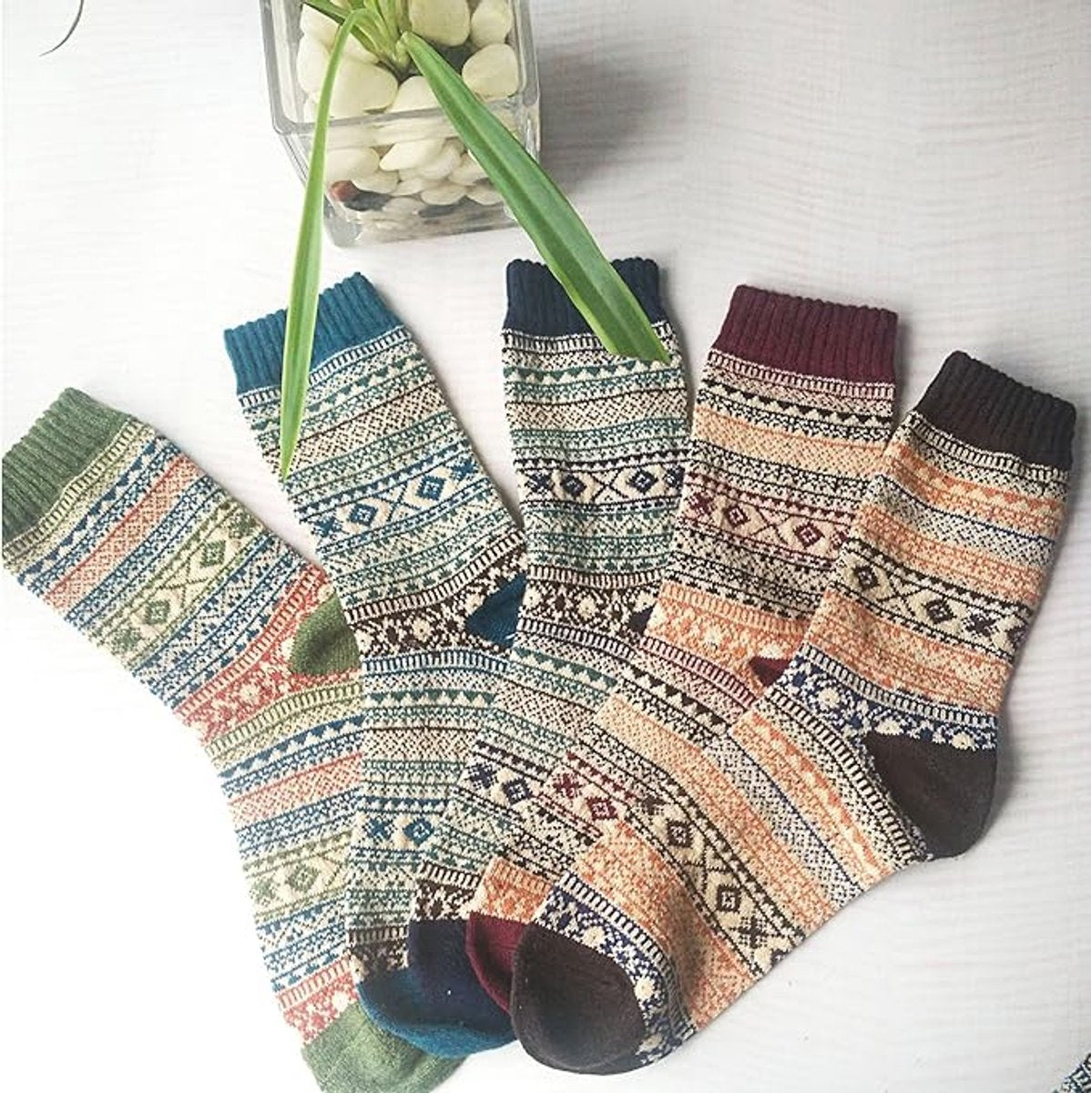 house socks-Warm winter socks for women - 5-pack - Retro design - Women's socks - Lounge socks - Socks - Warm women's socks - Premium pure cotton socks in regular size - One Size Fits All - Birthday - Mother's Day - Women's gift - Extra thick and warm