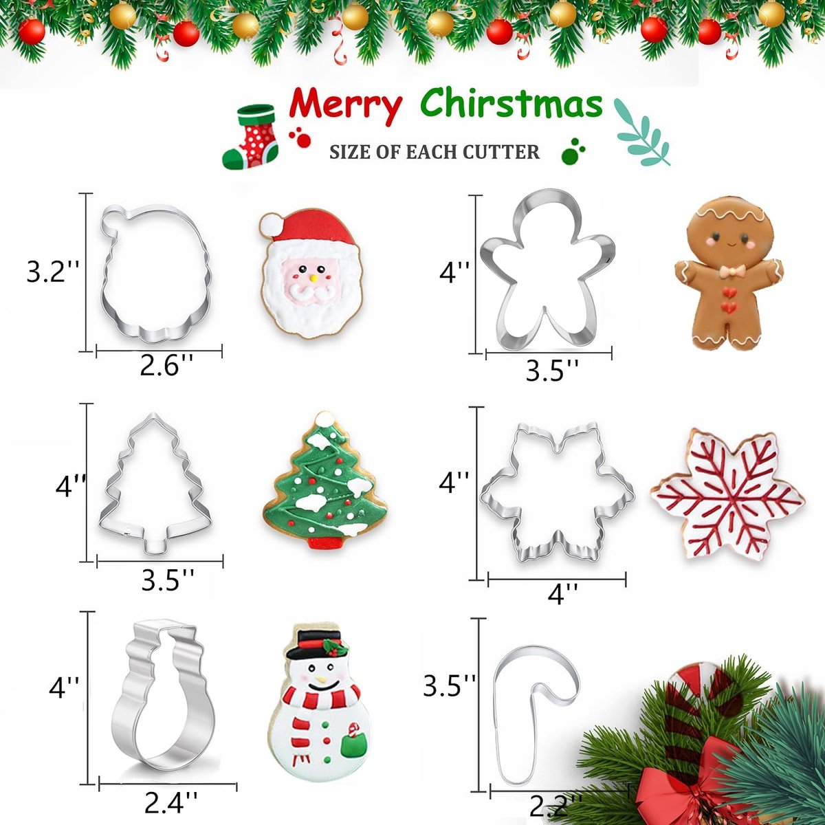Cookie Cutters - Cookie Molds - 6 Molds for Cookies - Christmas Cookies - Christmas Cookie Cutters - For Gingerbread and Cookies During the Holidays