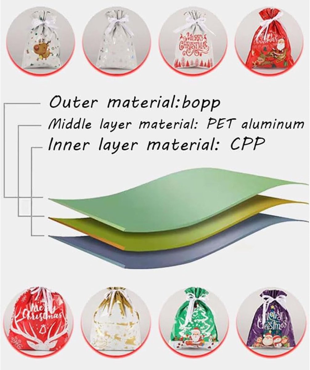 30 Pieces Christmas Bags - Christmas Gift Pouches - Christmas Gift Bags with Drawstring - 2026 New Foil Gift Bags - Holiday Gift Package with Drawstring, Decorative Gift - For the Holidays