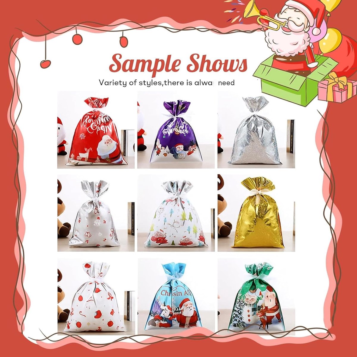 30 Pieces Christmas Bags - Christmas Gift Pouches - Christmas Gift Bags with Drawstring - 2026 New Foil Gift Bags - Holiday Gift Package with Drawstring, Decorative Gift - For the Holidays