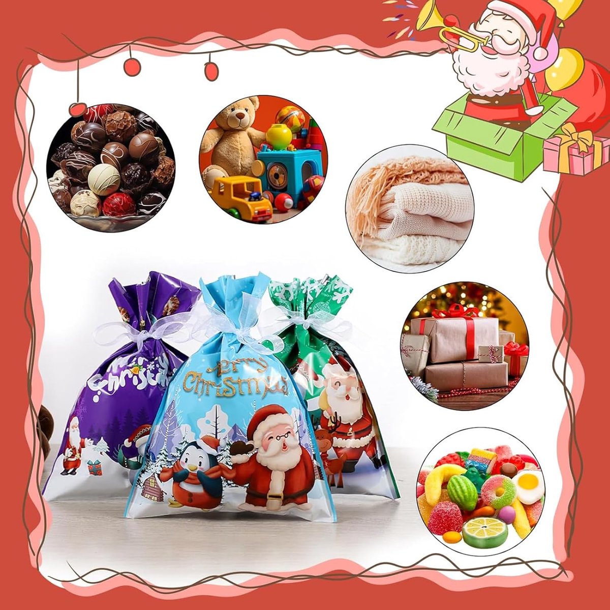 30 Pieces Christmas Bags - Christmas Gift Pouches - Christmas Gift Bags with Drawstring - 2026 New Foil Gift Bags - Holiday Gift Package with Drawstring, Decorative Gift - For the Holidays
