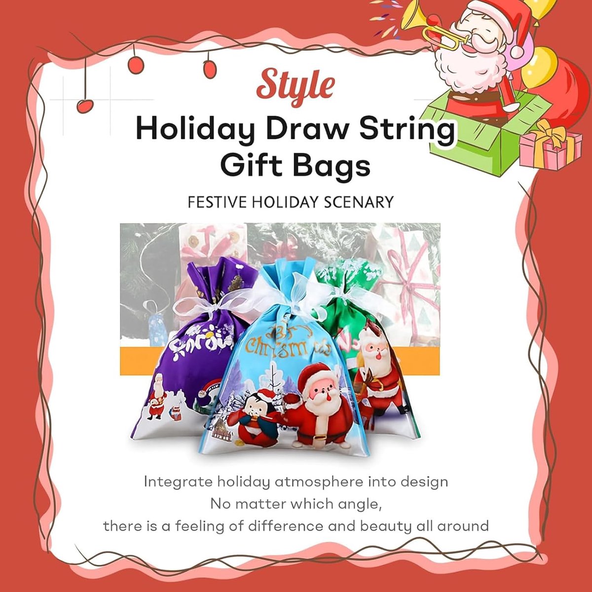 30 Pieces Christmas Bags - Christmas Gift Pouches - Christmas Gift Bags with Drawstring - 2026 New Foil Gift Bags - Holiday Gift Package with Drawstring, Decorative Gift - For the Holidays