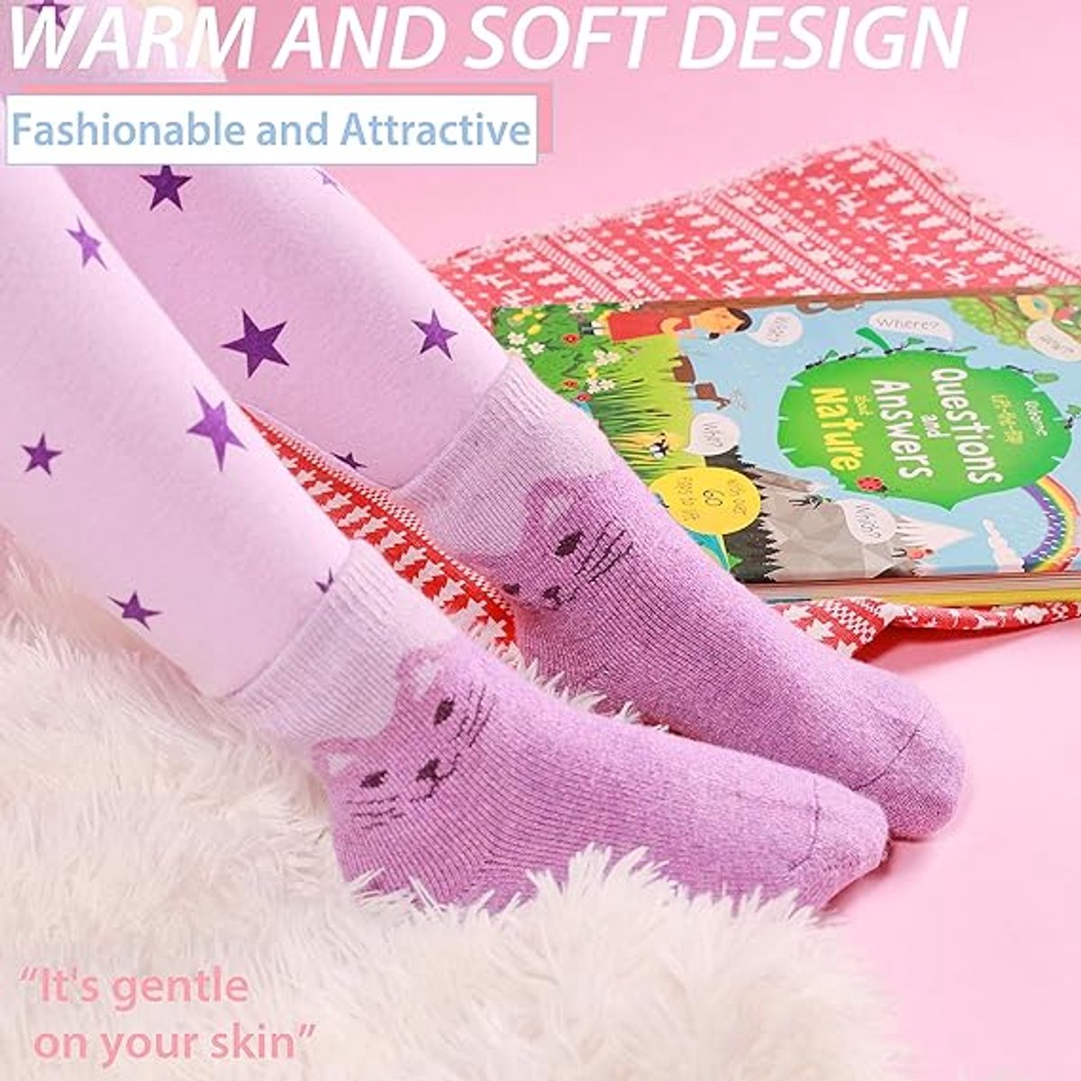 Kids' hiking socks - suitable for toddlers, boys and girls - warm and thick - mid-calf boot socks - comfortable and thick - 6 pairs per pack - gift socks