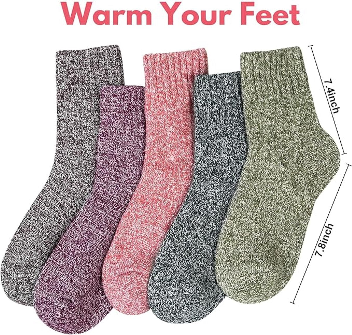 5-pair women's winter socks - extra thick and comfortable winter socks - knitted socks - warm and fun knitted socks - women's gifts