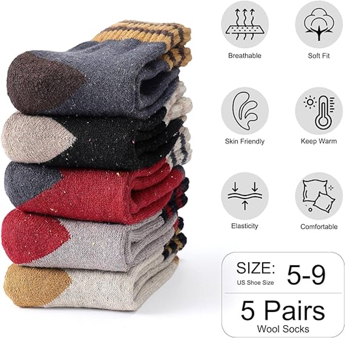 Thermal socks - Soft, thick, warm - Vintage knit - Casual socks