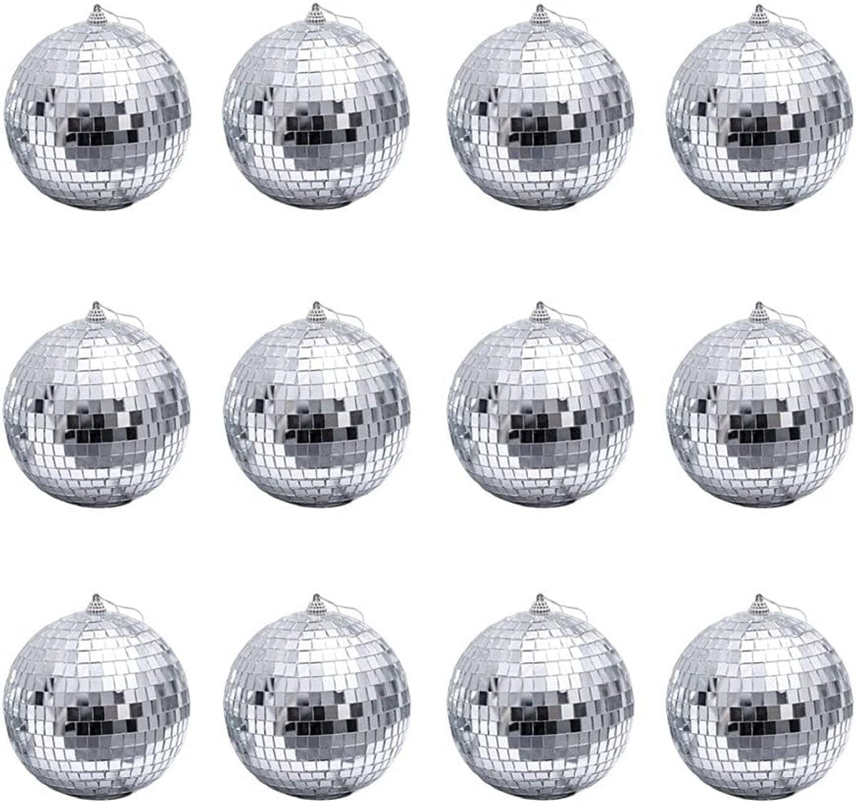 12 1.2-inch silver mirrored disco ball Christmas tree ornaments - suitable for family parties, Christmas decorations for weddings - create light effects