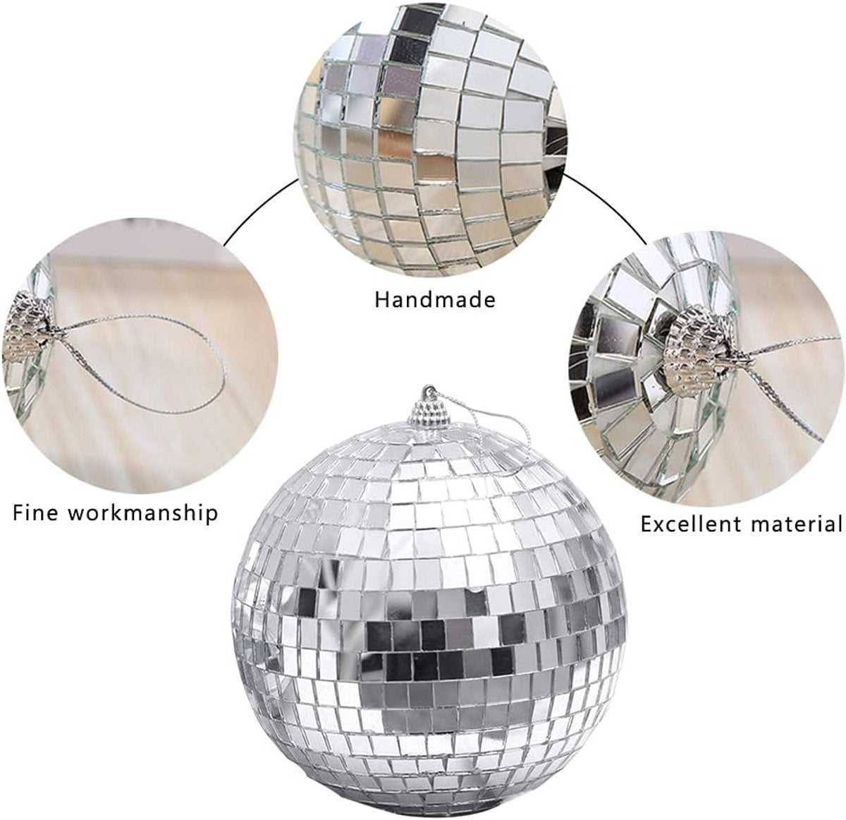 12 1.2-inch silver mirrored disco ball Christmas tree ornaments - suitable for family parties, Christmas decorations for weddings - create light effects