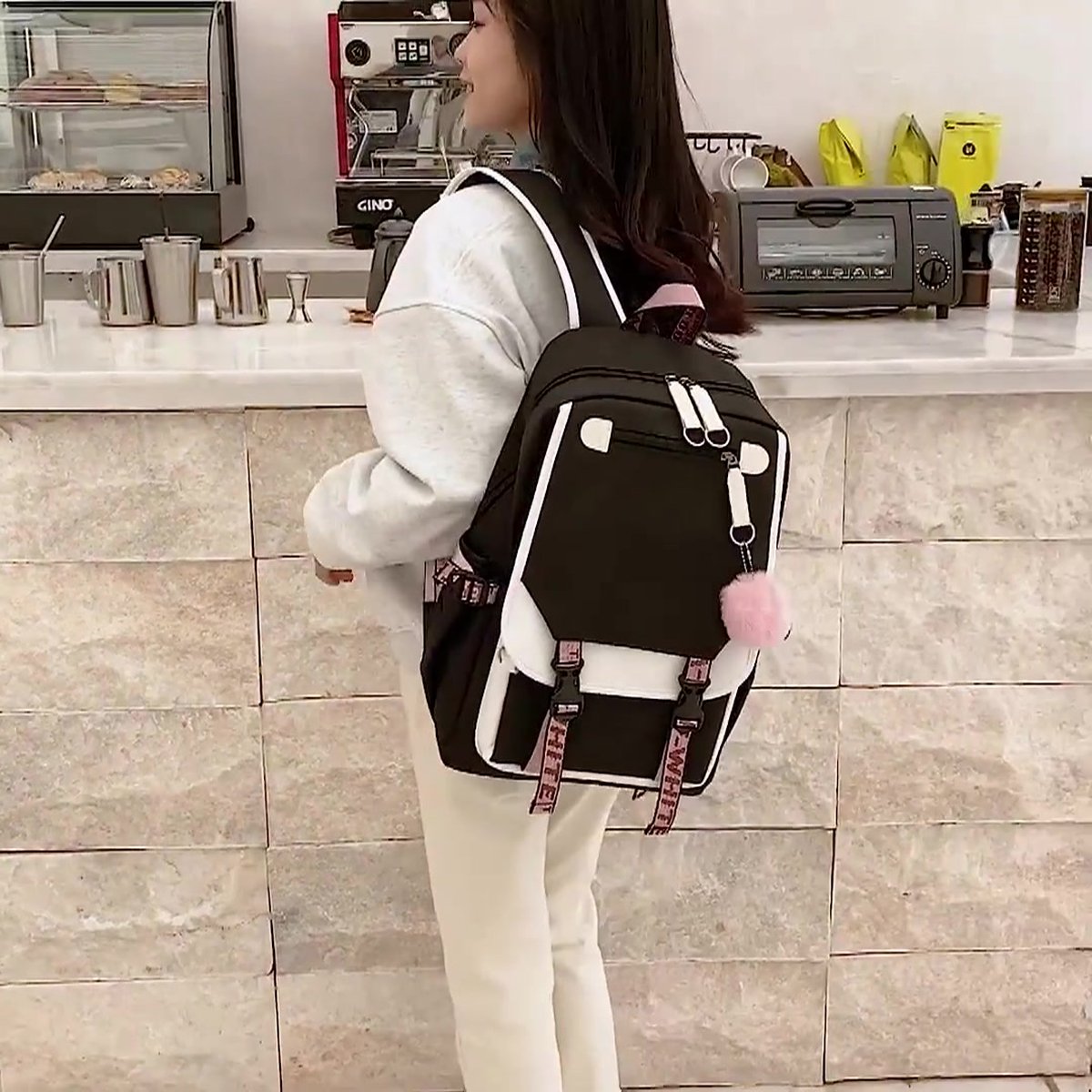 Girls School Student School Bag Outdoor Backpack With USB Charging Port, Black Pink - School Bag - Backpack - Rucksack - School - Girls - Boys - Teenagers - Book Bag - Girl's Backpack - Backpacks - Rucksack For Children - Waterproof - Laptop Backpack