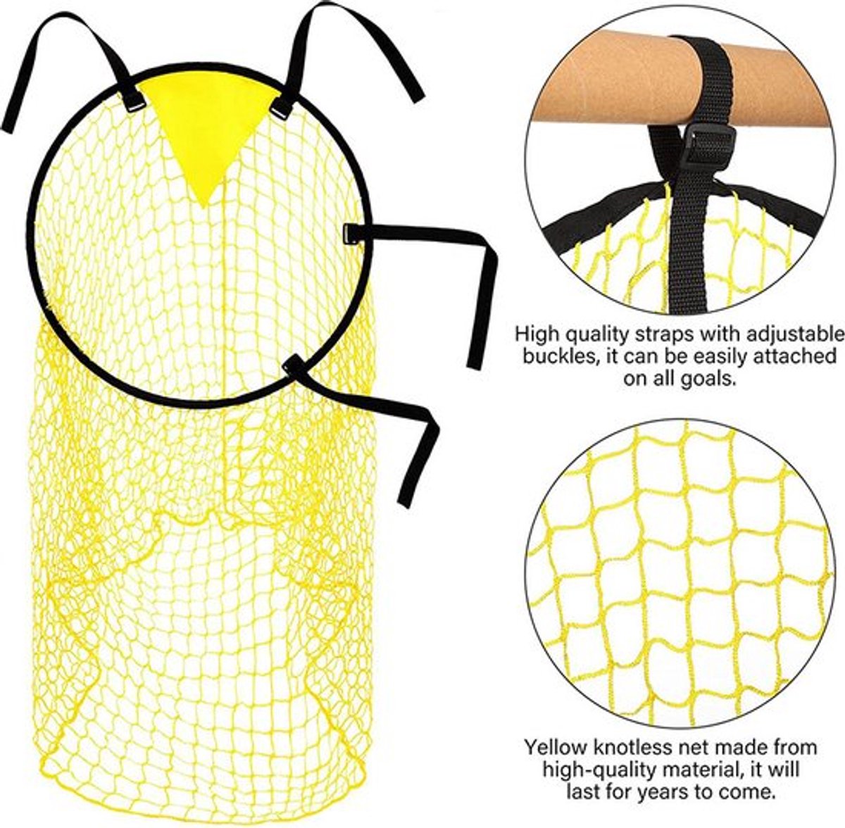 Cross Target with Ball Net - Football Training Equipment - Football Net - Football Goal - Football Kick Net with Adjustable Straps - Football Top Corner Goal Net Goals for Children - Shooting Accuracy Training Practice - Yellow - 1 Piece