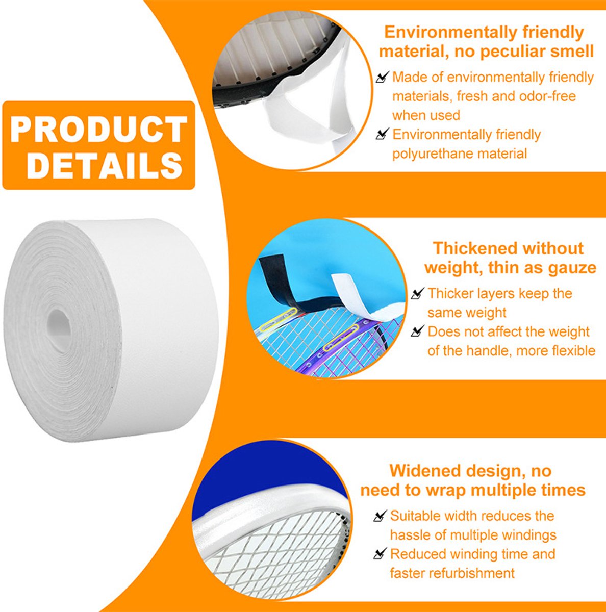 Tennis - Professional Tennis Racket Head Protection Tape - Thickened Racket Protection Tape - Frame Protector - Racket Accessories - Soft - Prevent paint from peeling - Universal - for Tennis/ Badminton/ Squash - 3.5cm x 5m - Black