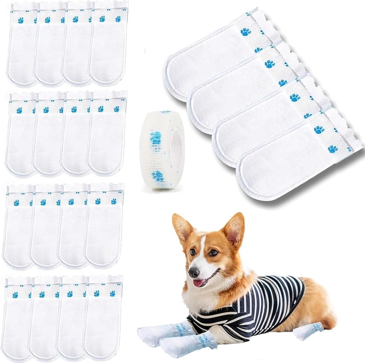 Dog Socks - 40 Pieces - Disposable Pet Socks - Waterproof - Non-Slip Dog Socks - Dog Shoes Paw Protector Socks for Dogs - Velcro Closure - Breathable - Adjustable - Pet Paw Protector - Dog Shoes - Size S
