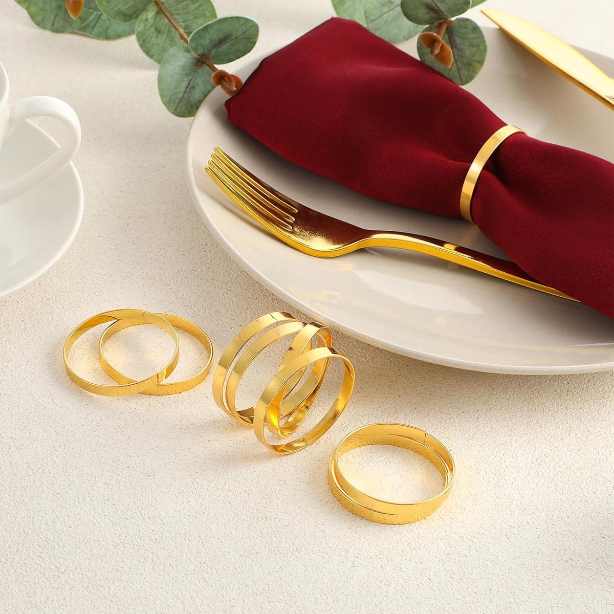 12 pieces gold metal napkin rings - elegant napkin ring - Christmas napkin rings - boho round gold napkin ring for weddings - party dinner - anniversary table decoration