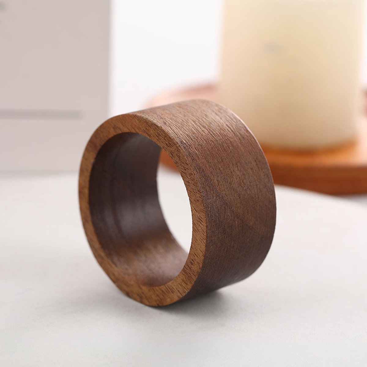 Handmade Round Wooden Napkin Rings - Set of 12 - 2.5 x 5 cm - Wooden Napkin Ring - For Paper and Cloth Napkins - Napkin Ring for Table Decoration, Dining, Anniversary, Birthday, Christmas