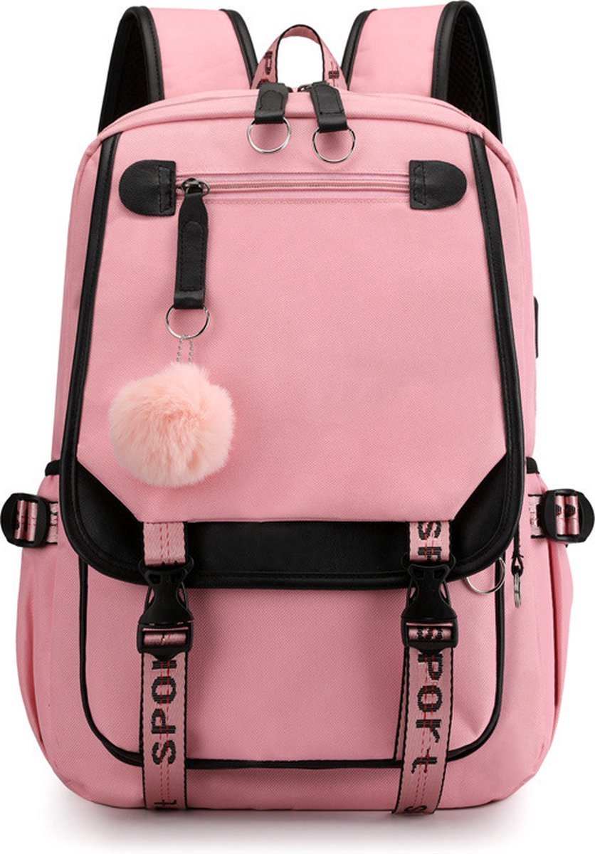 Girls School Student School Bag Outdoor Backpack With USB Charging Port, Pink - Luxury Backpack - School Bag - Backpack - Rucksack - School - Girls - Boys - Teenagers - Book Bag - Girl's Backpack - Backpacks - Rucksack For Children - Waterproof - Laptop B