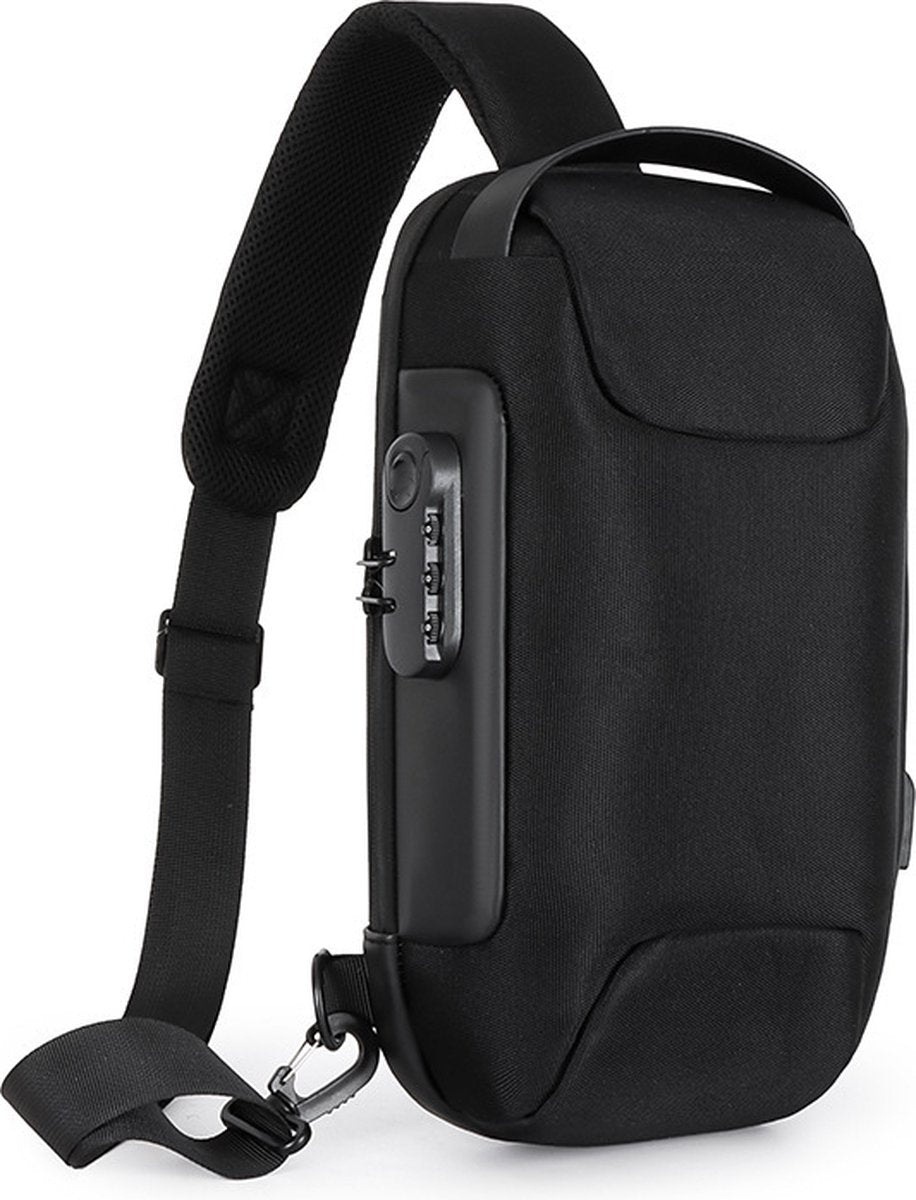 Crossbody Bag - Sling Bag - Chest Bag - Anti-Theft & Waterproof - With USB - Crossbody Bags - Women - Men - Black - Men's Crossbody Bag - Stylish and Practical Sling Bag - Crossbody Bag for Everyday Use, Hiking, Travel & Festivals