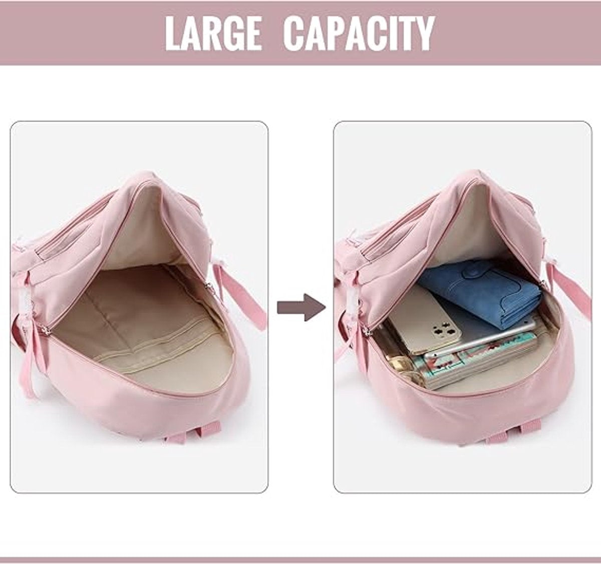 Waterproof backpack for girls - Girl's Backpack With Pin and Accessories - boys' backpack - women's backpack - Lightweight School Bag - School Student School Bag - Large Capacity Backpacks - Teenagers - High School Backpacks - Pink