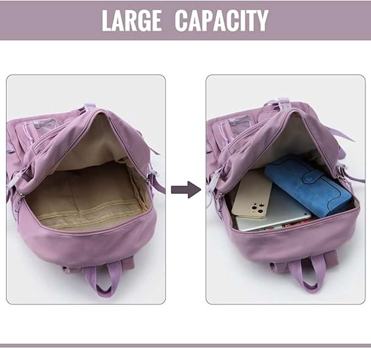 Waterproof backpack for girls - Girl's Backpack With Pin and Accessories - boys' backpack - women's backpack - Lightweight School Bag - School Student School Bag - Large Capacity Backpacks - Teenagers - High School Backpacks - Purple