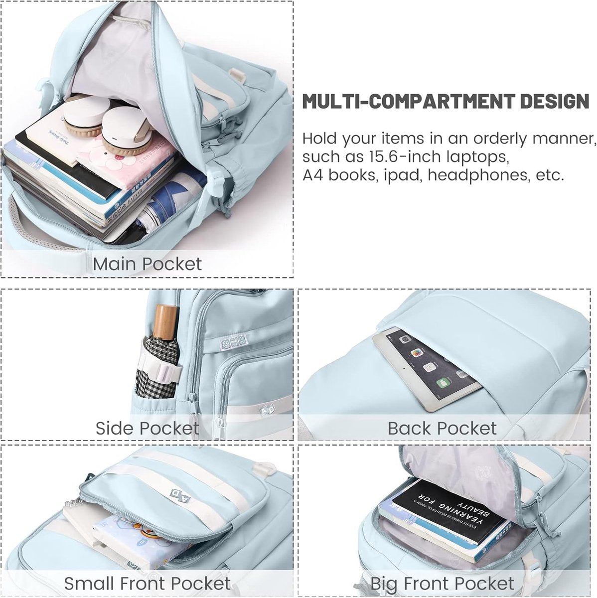 Waterproof backpack for girl - Girl's Backpack - School backpack - lightweight school bag - School bag - Girls School Student School Bag - Large capacity backpacks for Girls and Boys - Teenagers - High School backpacks - Blue
