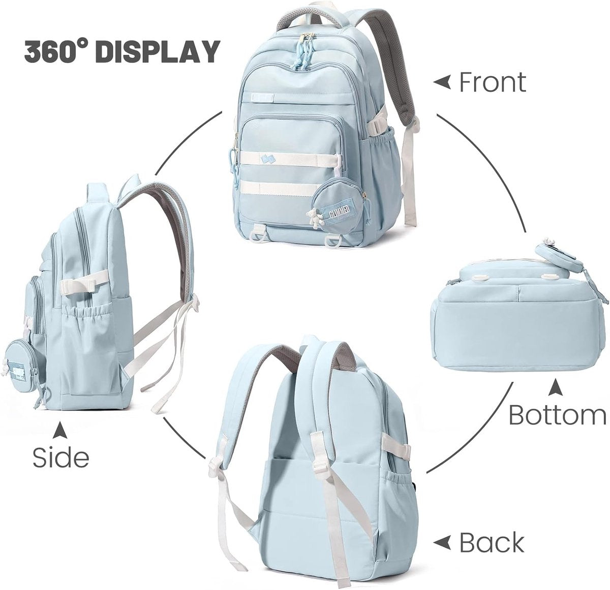 Waterproof backpack for girl - Girl's Backpack - School backpack - lightweight school bag - School bag - Girls School Student School Bag - Large capacity backpacks for Girls and Boys - Teenagers - High School backpacks - Blue