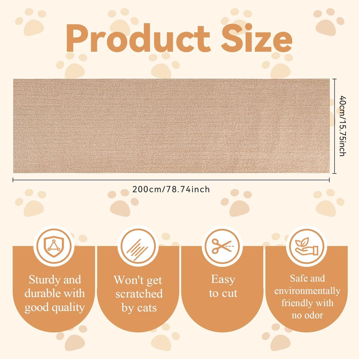 Scratching Post - 40 x 200 Cm - Scratching Mat for Cats - Kitten Toy - Anti-scratch cat sofa protection scratching post - Climbing Wall - Cat Climbing Wall - for furniture, walls, sofas and carpet - Scratching Mat for Sofa - Easy to cut - Self-adhesive -