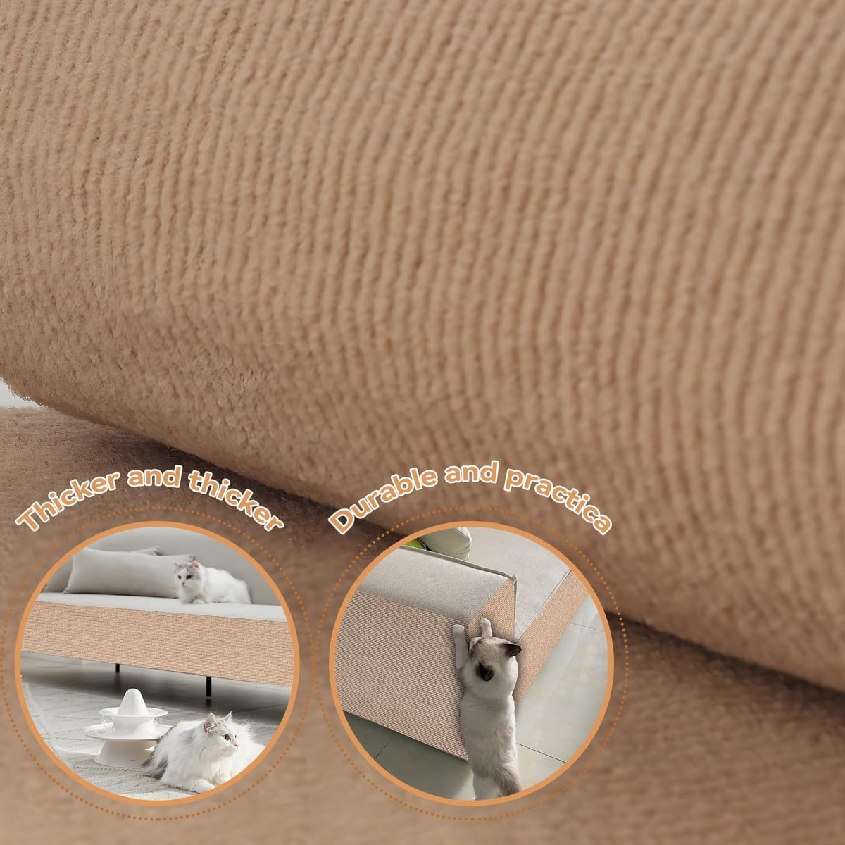 Scratching Post - 40 x 200 Cm - Scratching Mat for Cats - Kitten Toy - Anti-scratch cat sofa protection scratching post - Climbing Wall - Cat Climbing Wall - for furniture, walls, sofas and carpet - Scratching Mat for Sofa - Easy to cut - Self-adhesive -