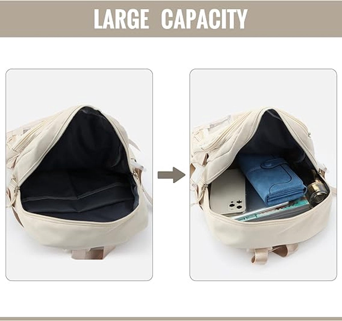 Waterproof backpack for girls - Girl's Backpack With Pin and Accessories - boys' backpack - women's backpack - Lightweight School Bag - School Student School Bag - Large Capacity Backpacks - Teenagers - High School Backpacks - White
