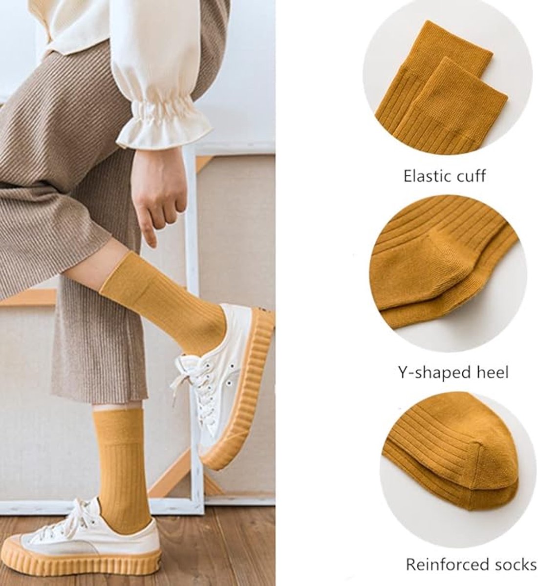 Socks - 10 Pairs Women's Socks - Women's Socks Value Bundle Size 36/40 - socks - stockings - Women's Socks Solid Color - Long socks - autumn Socks - soft, absorbent, breathable - For Casual, Business, Sports and Leisure - For autumn and spring
