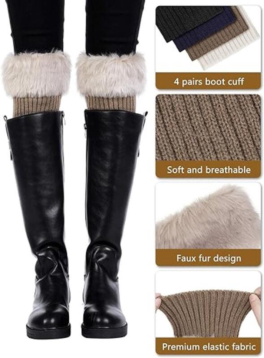 4 pairs of Leg Warmers - warm winter boots - warm winter ankle boots for women - Furry Fuzzy - short warm boot covers - crocheted boots - boot cover socks - warm boot covers - winter gift for women